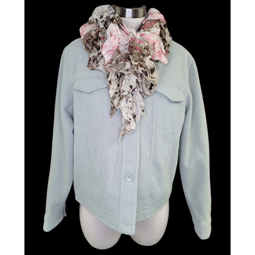 Antrophologie Fleece jacket size L Boxi Shacket sage green color - Picture 12 of 13